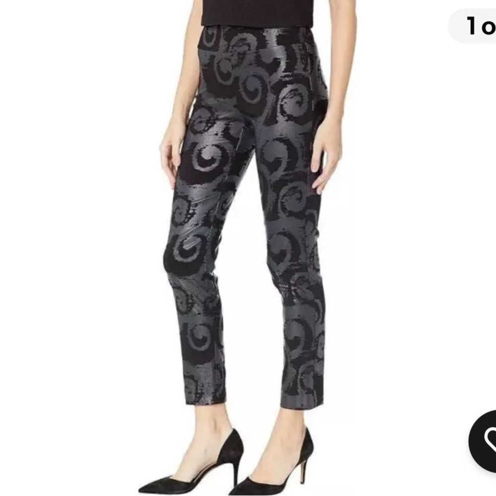 Krazy Larry Pull-On Ankle Pants Black Swirls.